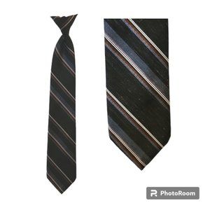 Vintage Starcy LTD Cravats of Distinction - Blue Striped Linen-Look Clip On Tie